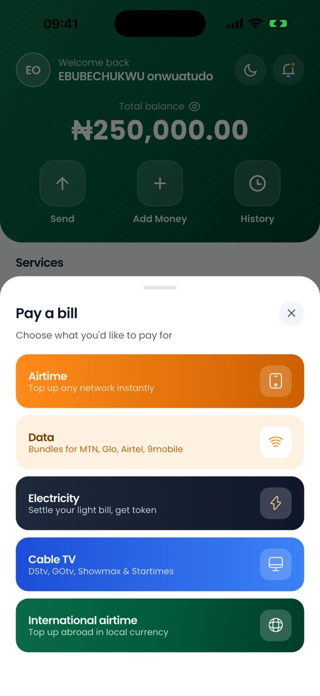 Paying a bill in the Paymonetra app